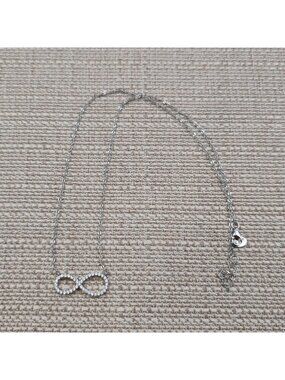 19 Inch Sterling Silver Pavé Cubic Zirconia Infinity Pendant Necklace A7409